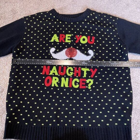 Christmas Ugly Sweater Women X-Large Naughty or Nice Sequins Textured Holiday - Picture 6 of 7